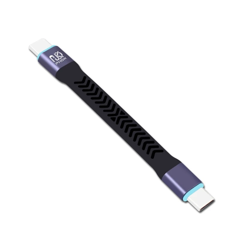 Cabo de Dados Usb Tipo C Curto, Transferência Rápida de Dados, Alta Velocidade, Cabo de Carregamento Macio, Alumínio e Niquelar, 20Gbps, 10cm