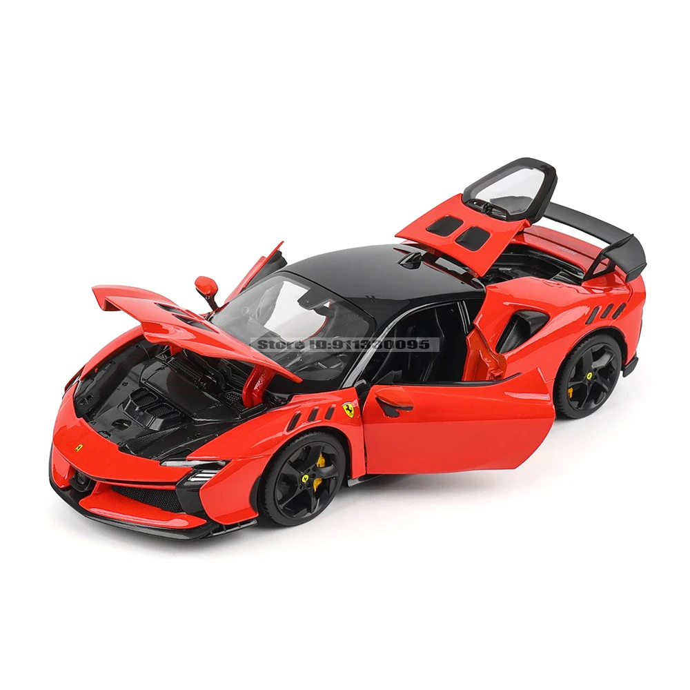 Bburago 1:18 فيراري SF90 XX Stradale الأحمر/الأبيض يموت الصب محاكاة سبيكة نموذج سيارة الحرف اليدوية الديكور جمع لعبة #2