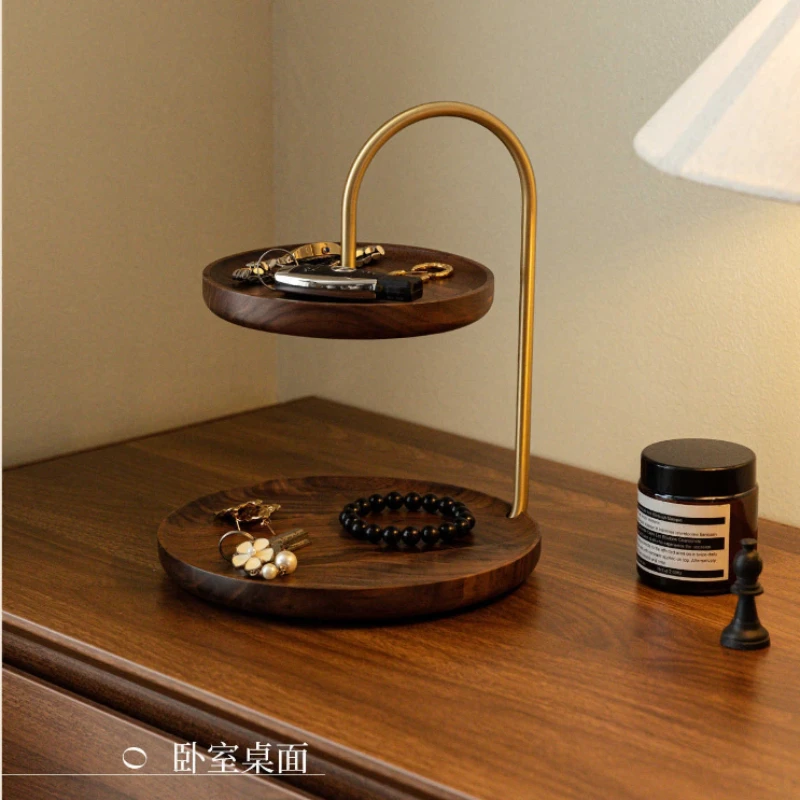 New Chinese-style Trays Multi-layer Solid Wood Luxury High-end Sense Lipstick Trays Perfume Storage Home Decor Plateaux ZY40TP