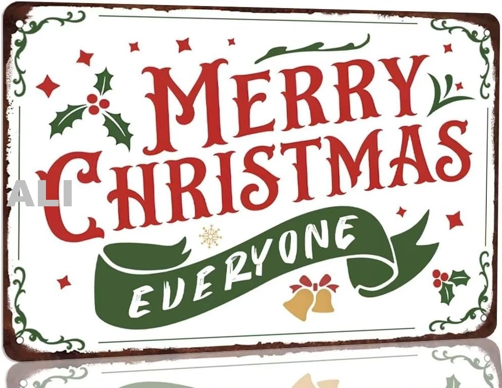 Christmas Decorations Tin Sign Merry Christmas Everyone Metal Tin Signs Christmas Farmhouse Rustic Decor for Home Room Cafe sign