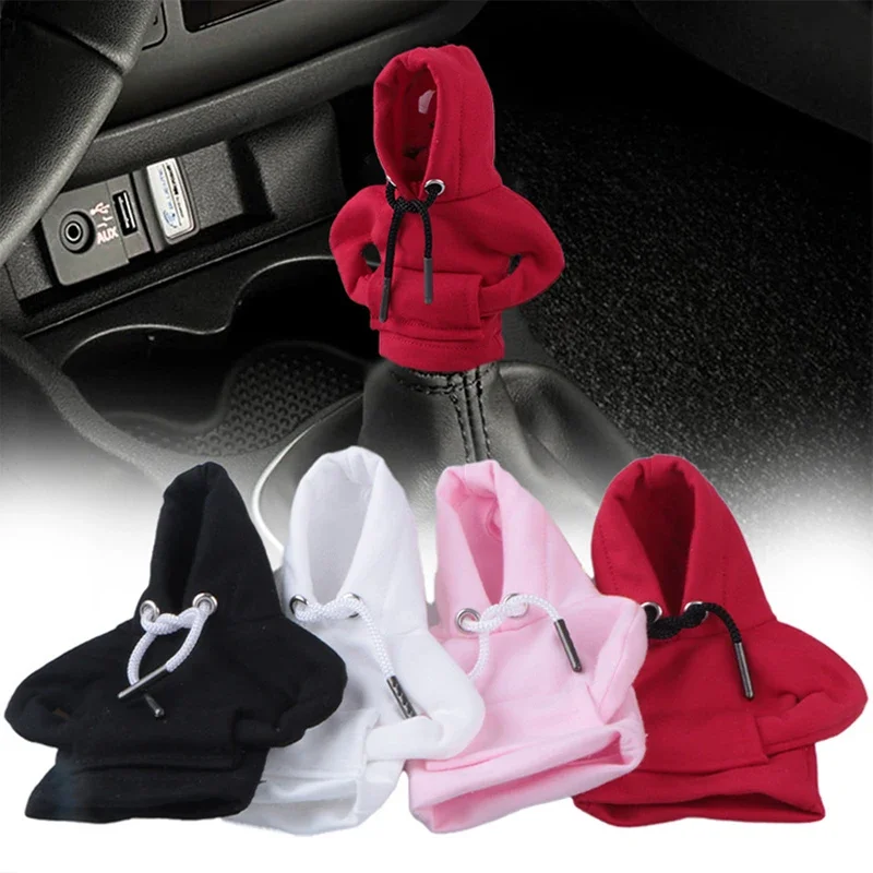 Car Shift Lever Handle Kit Creative Universal Car Gear Shift Washable Hoodie Cover Decoration Funny Car Interior Accessories