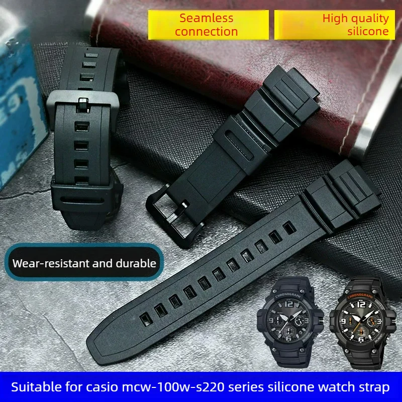 Подходит для силиконового ремешка для часов Casio 5434 MCW-100H W-S220 Series, мягкий водонепроницаемый браслет 16 мм.