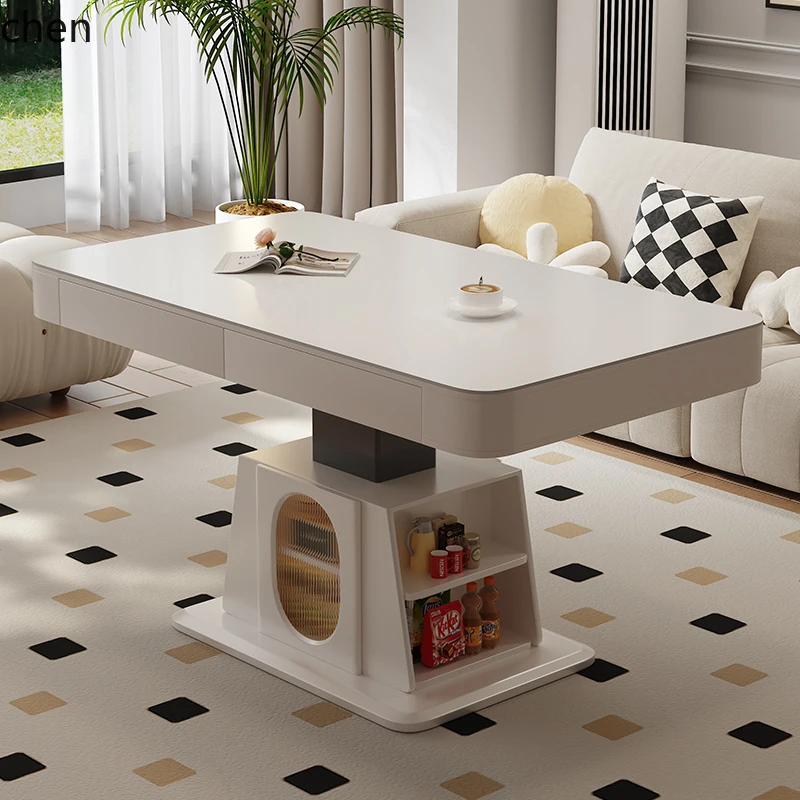 

medieval style movable lifting rock slab coffee table dual-purpose small apartment multi-function voice coffee table