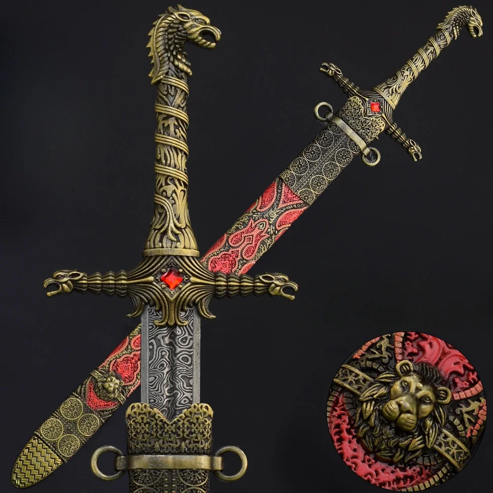 Espada de caballero Medieval de 30cm, espada Valyrian de acero, juego de película, TV, periférico de Metal Krieger, espada larga, modelo de arma, adorno