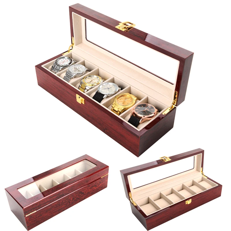 

2/3/5/6/10/12Grids Luxury Wooden Watch Holder Boxes For Men and Women Glass Top Jewelry Organizer Stroge Cases Clock Gifts Boxes