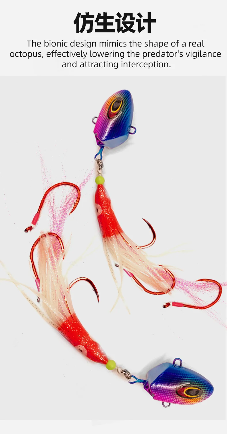 ZYZHE Meeresfischerei-Köder 100g 150g 200g 250g Leuchtender Weicher Oktopus-Köder mit BKK-Haken Salzwasser-Bootsangelköder Angelzubehör – Detail 7