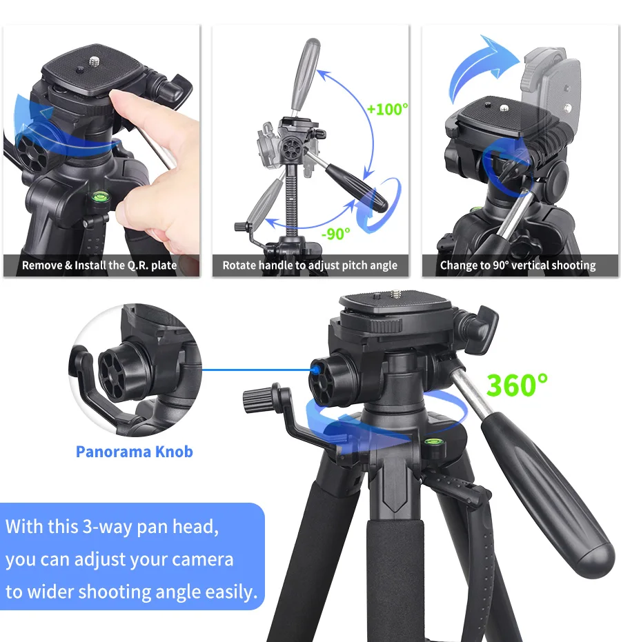 INNOREL RT20 184 cm Höhe Kamerastativ Leichter Reise-Profi-Ständer für DSLR-Handy-Camcorder Gopro Fülllicht – Detail 5