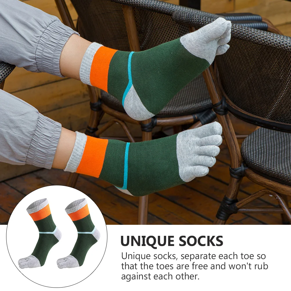 

1 пара носков с пятью пальцами, мужские хлопковые эластичные дышащие носки средней длины, подарок для семьи, друзей