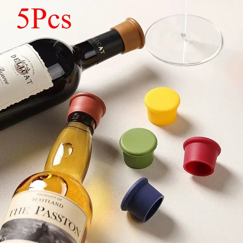 Flexível Bar De Vidro para Cozinha, Vidro De Vinho, Cork Grade, Acessórios De Cocktail, Selo De Garrafa De Cortiça, Térmicas, Duráveis, Cerveja, Cozinha, Comida, Casa, 5Pcs