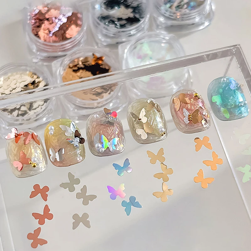 1 boîte de paillettes papillon pour ongles, Flash brillant, miroir, décoration de farine, Nail Art, bricolage, amateurs d'art des ongles