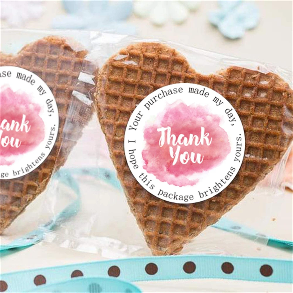 500 Buah 1 Inci Stiker Terima Kasih Merah Muda untuk Pesanan Anda Kertas Buku Harian Stiker Buku Tempel Buatan Tangan Label Segel Dekorasi Hadiah Pesta