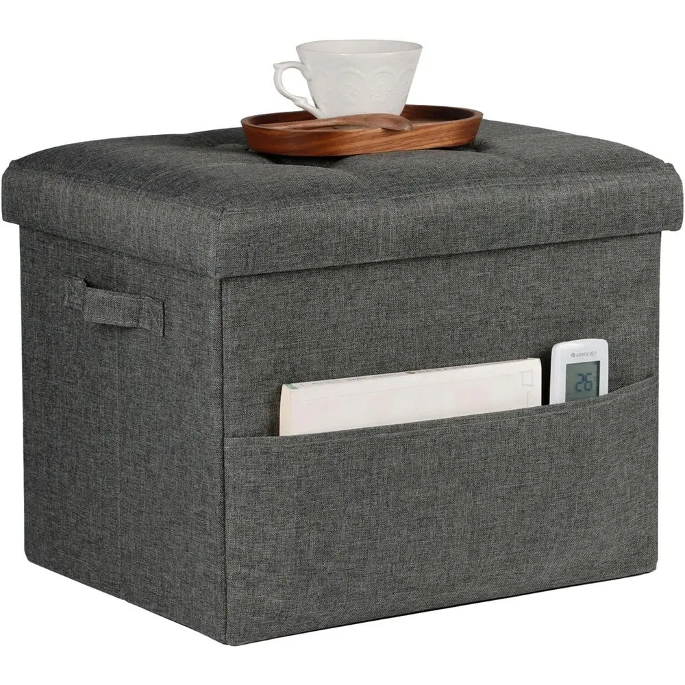 

Storage Ottoman oot Rest, olding Linen Cotton Ottoman with Storage with Side kets and Handle, oot Stool or Lounge, Study , Home