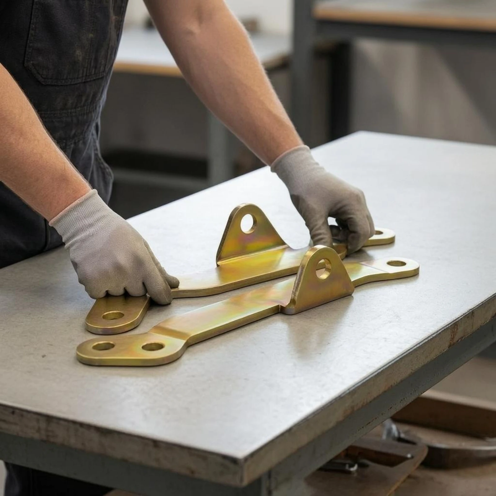 

Hydraulic Support Bracket Zinc-Plated Left Right Bracket Set Lawn Equipment Part Mounting Holes Gold-Tone