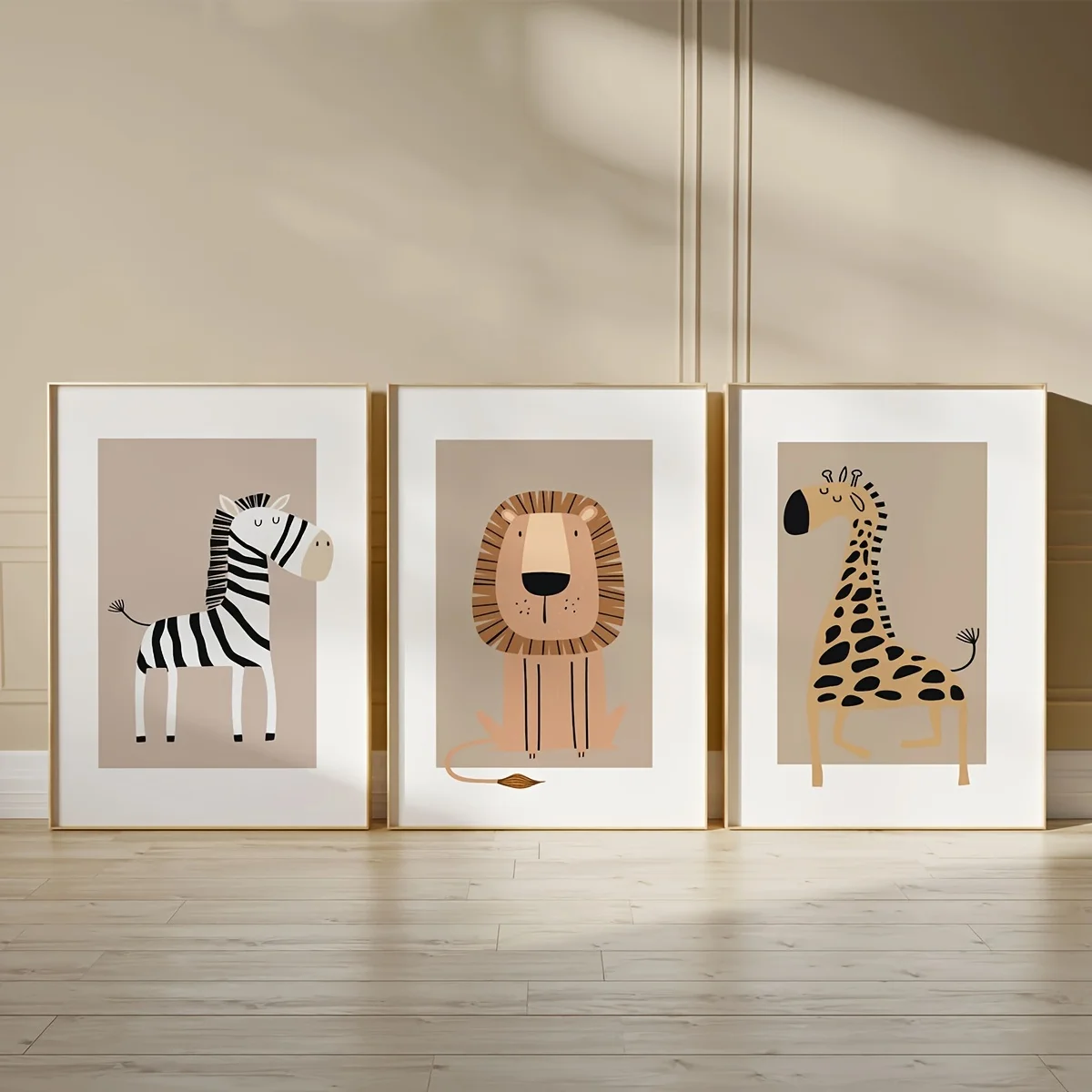 3pcs/set Bohemian Giraffe Zebra Woodland Canvas Printing Funny Lion Animal Wall Art Poster for Modern Nursery Home Decor Gifts