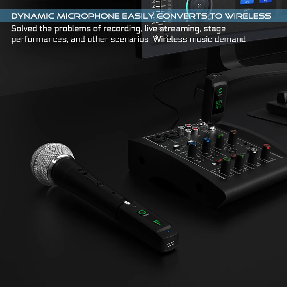 UHF XLR Adapter System Wired To Wireless Microphone Transmitter Receiver System Handheld Dynamic Microphone Guitar Accessories