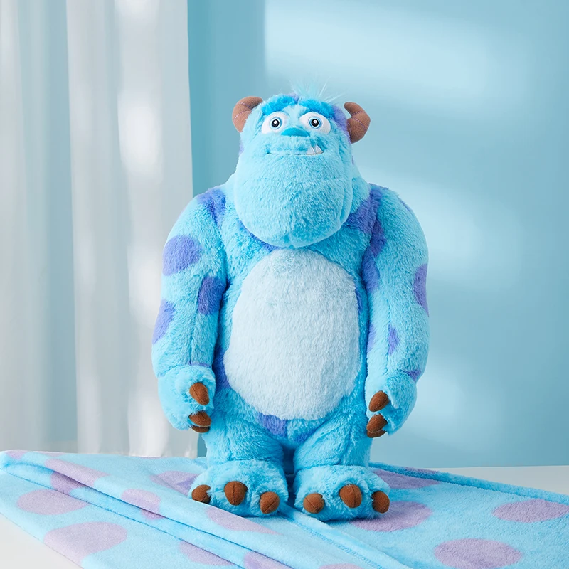 Genuine Disney Official Sulley Monster Plush Pillow Three-In-One Doll Toy Soft Plush Blanket Home Decor Comfortable Cushion