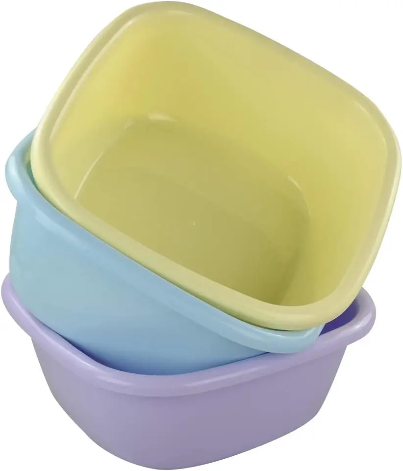 

3-Pack Colorful Dish Pan Tubs, 12 Quart Wash Basin for Multi-Purpose Cleaning