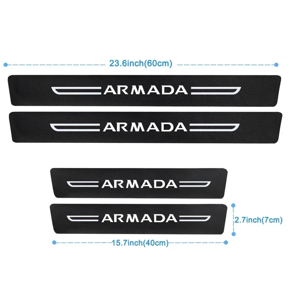 Car Decoration for Nissan Armada Badge Door Sill Scuff Plate Film Carbon Fiber Stickers Front Rear Door Bumper Protect Decals