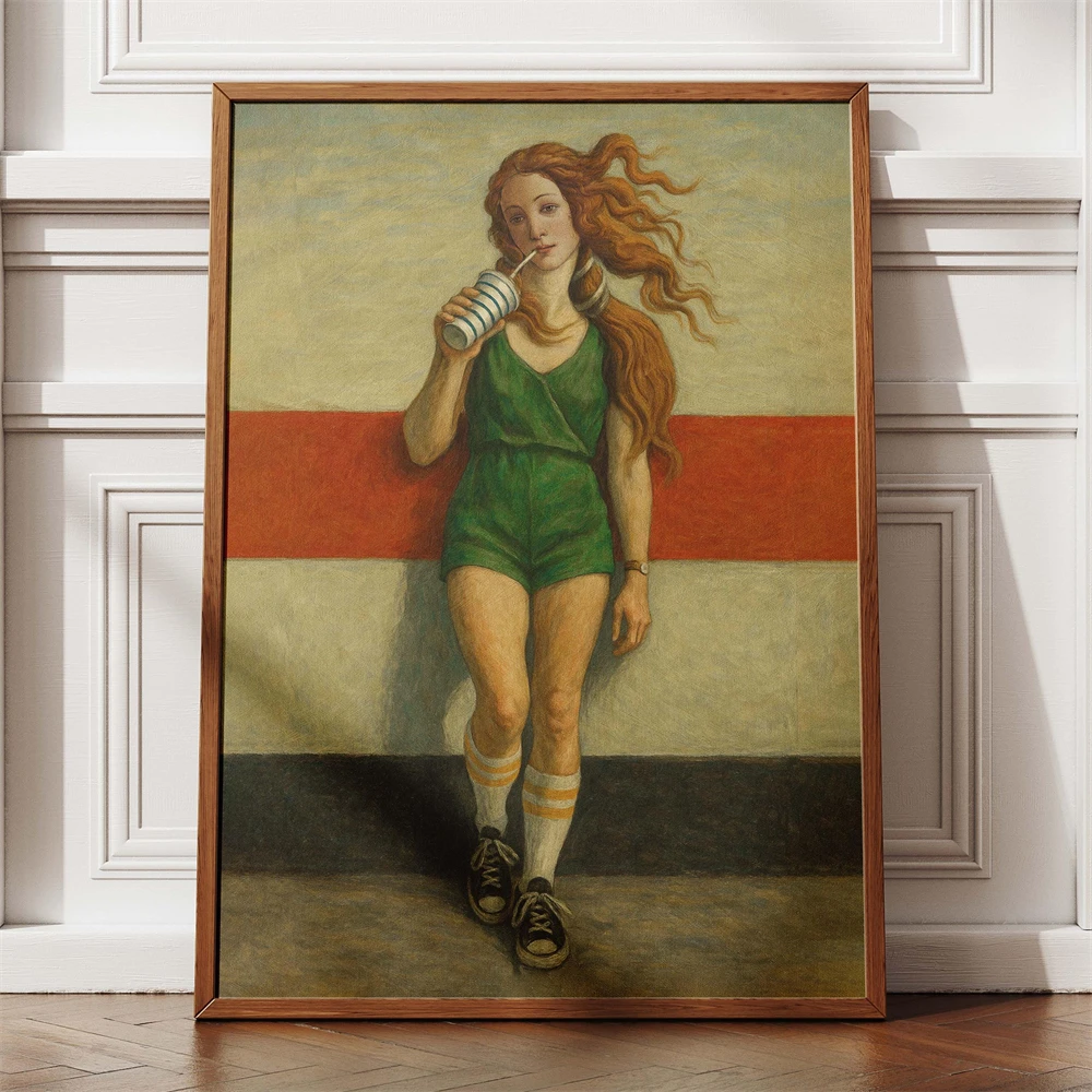 Funny Birth of Venus Print Botticelli Parody Art Poster Vintage Collage Art Canvas Painting Home Bedroom Wall Decoration
