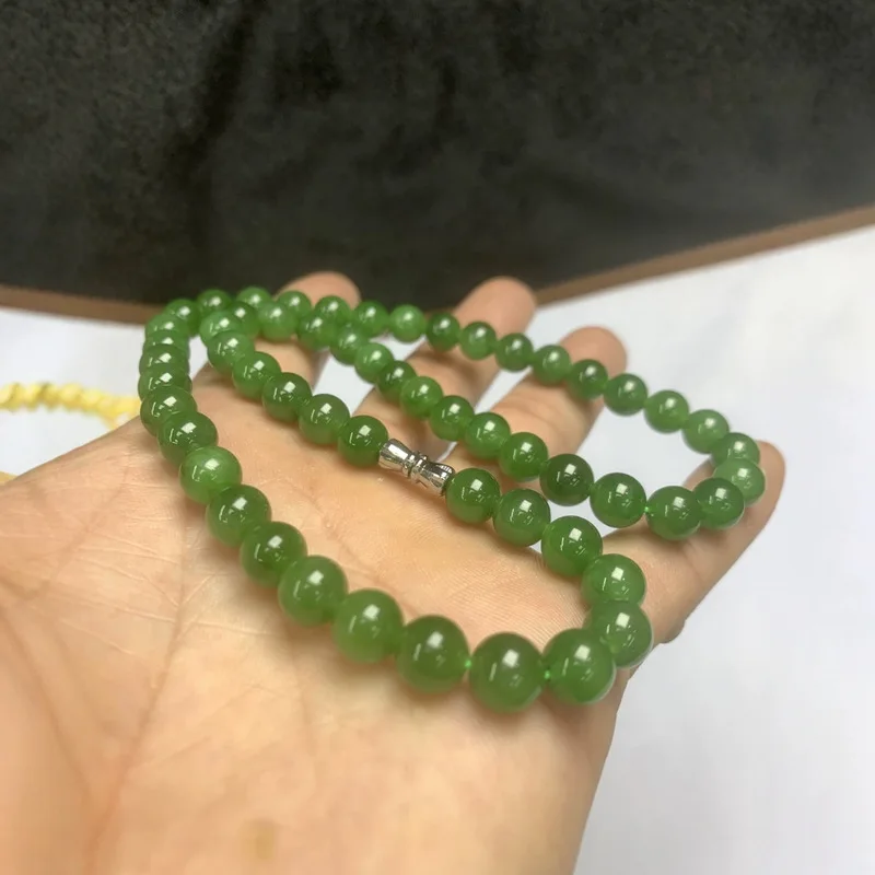 Russian Jasper 8Mm Necklace Mothers, Spinach , Sunny Green, No Black Spots, Uniform Color