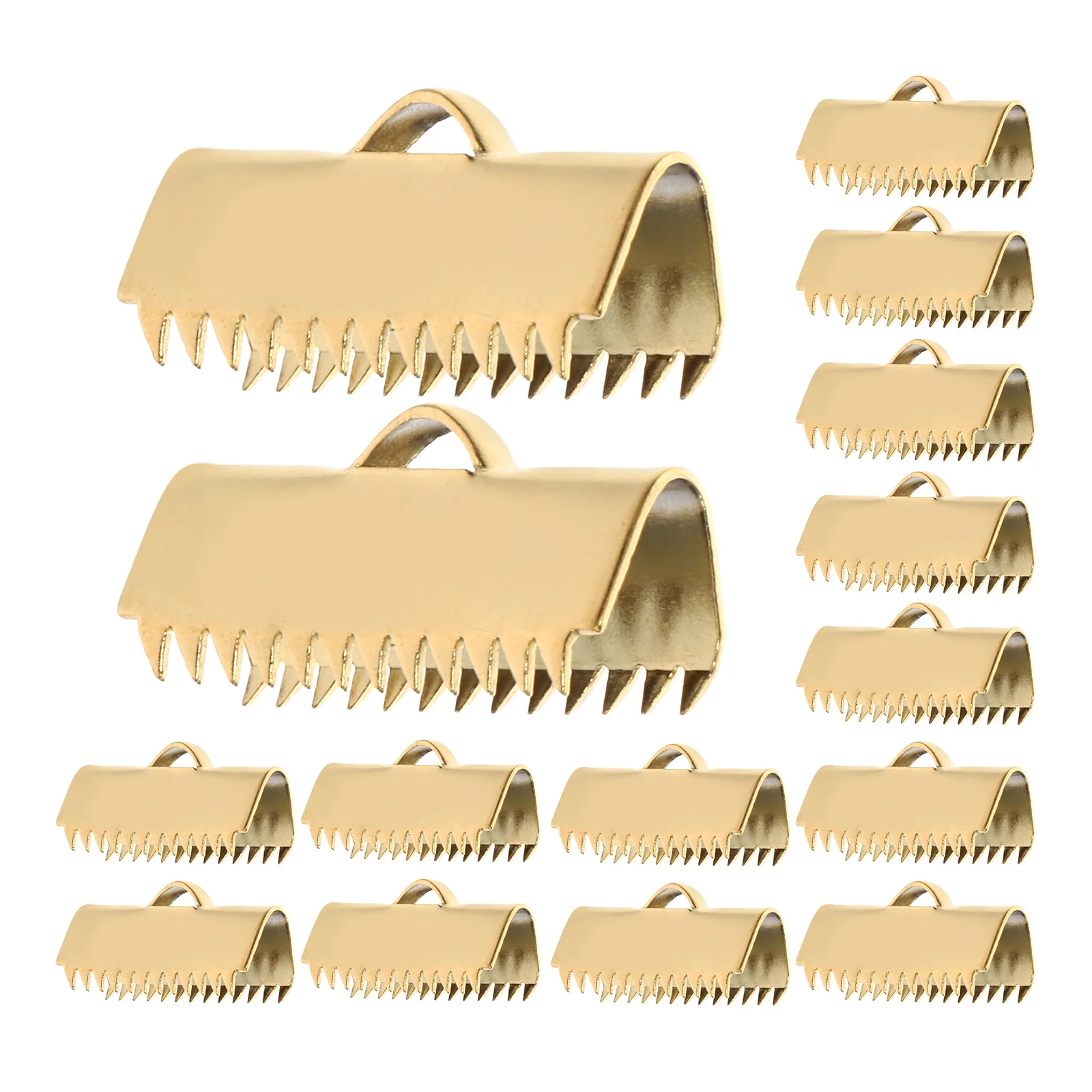 

20pcs Golden Ribbon End Clamps Stainless Steel Cord End Caps Pinch Crimp Clamp For Jewelry Making Clip Connectors