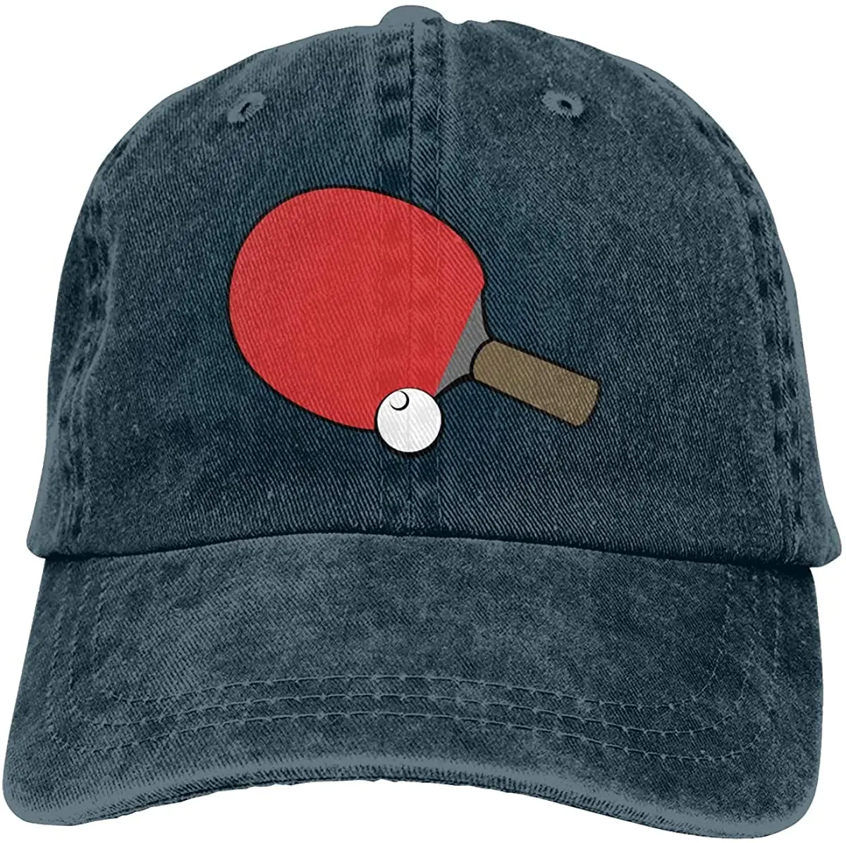 

Flyjbs Women's Men's Adjustable Baseball Cap, Table Tennis Denim Fabric Snapback Solid Hat