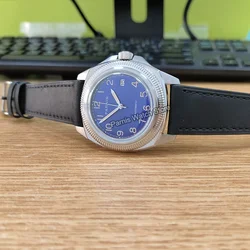 Parnis 41mm Blue Dial Leather Strap Sapphire Crystal NH35A Automatic Mechanical Men Watch Men's Waterproof Watches Clock