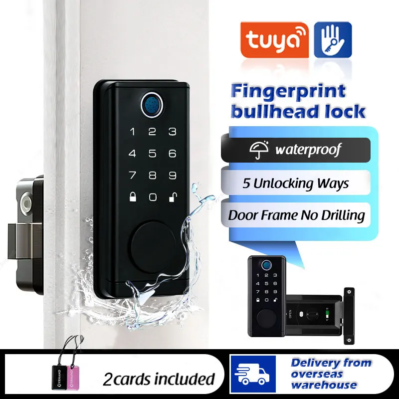 Tuya digital fingerprint code lock for outdoor gate waterproof samrt electronic Biometric lock Bluetooth for home airbnb office