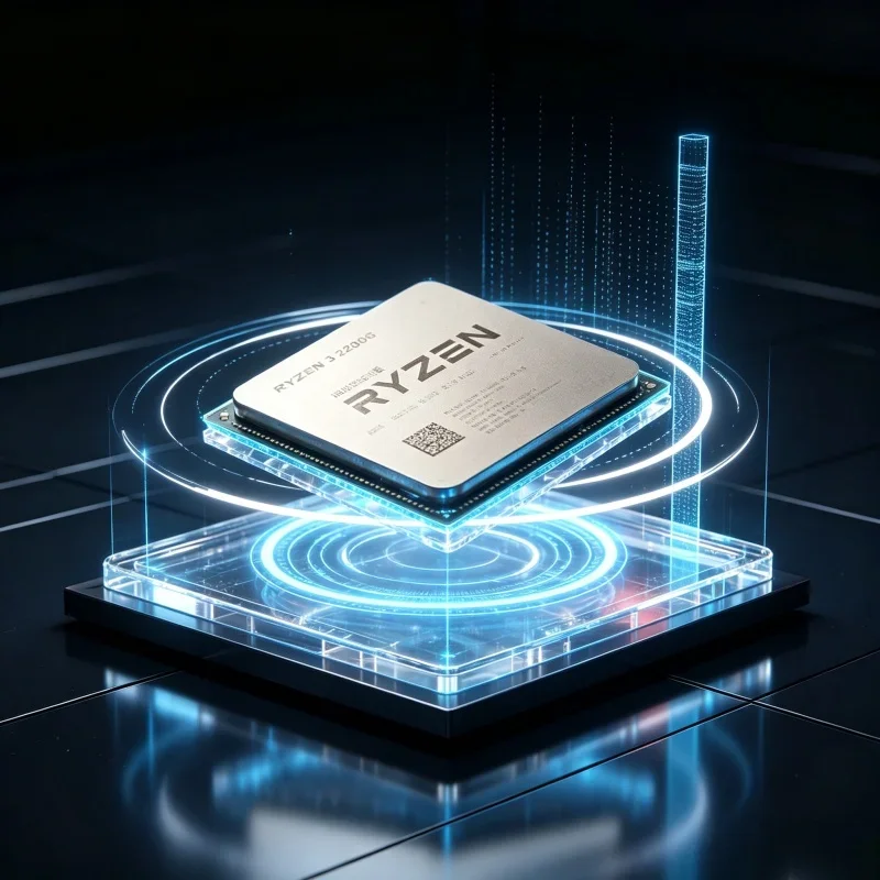 amd-ryzen-3-2200g-35ghz-4コア4スレッド-am4-cpu。radeon-vega-8統合グラフィックスを搭載。デスクトップpc用。