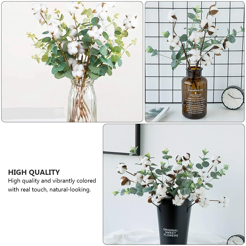 

Eucalyptus Cotton Dried Flowers Ornament Decor Simulation Adornment Simulated Bouquets Artificial