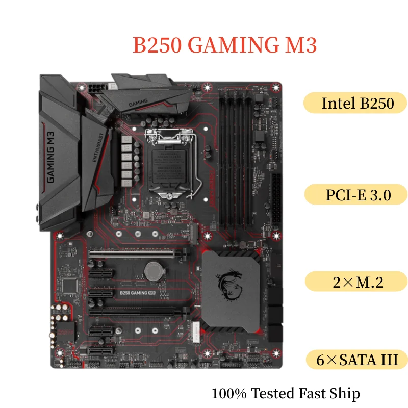 

For MSI B250 GAMING M3 Motherboard 64GB LGA 1151 DDR4 ATX Mainboard 100% Tested Fast Ship