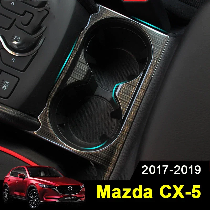 Stainless Steel Car Rear Seat Water Cup Holder Coffee Bottle Placement Covers Trim For Mazda CX-5 CX5 2017 2018 2019 2020 2021