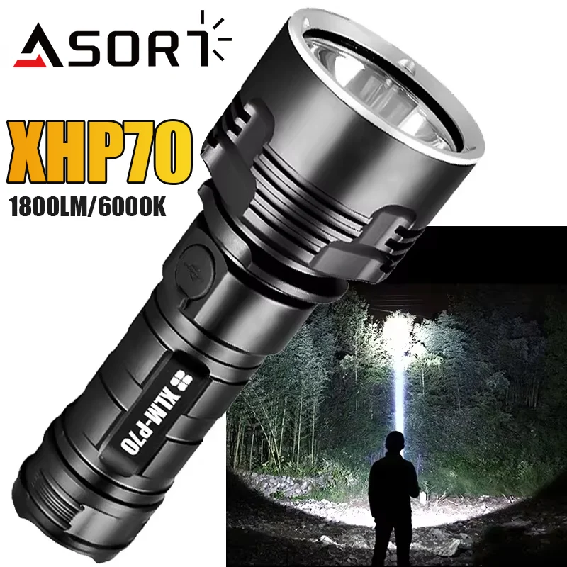 High Power XHP70 LED Flashlight Tactical Torch USB Rechargeable Linterna Waterproof Lamp Ultra Bright Lantern For Camping