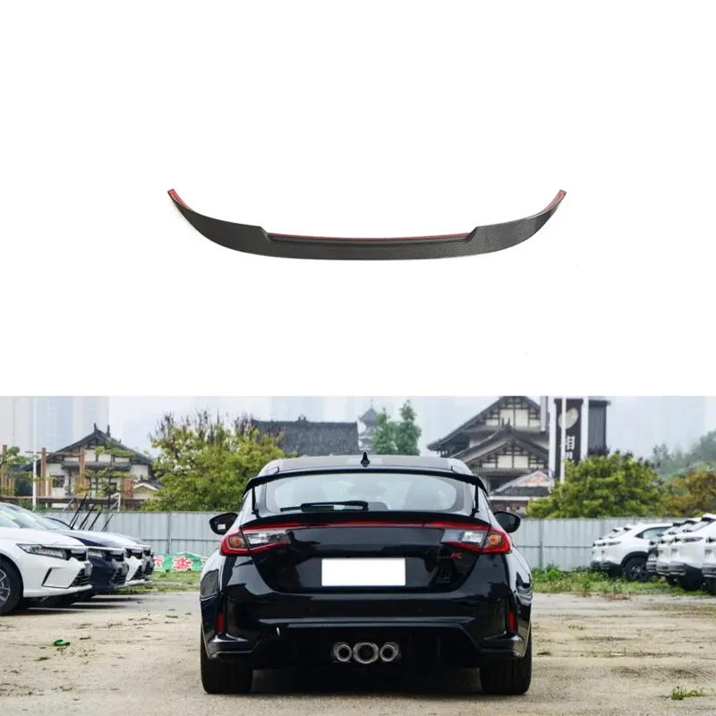 Carbon Fiber Car Rear Wing Spoiler For Honda Civic Type R Hatchback 4-Door 2023 Top Wings Black Lip Body Kit Splitter Trunk Trim