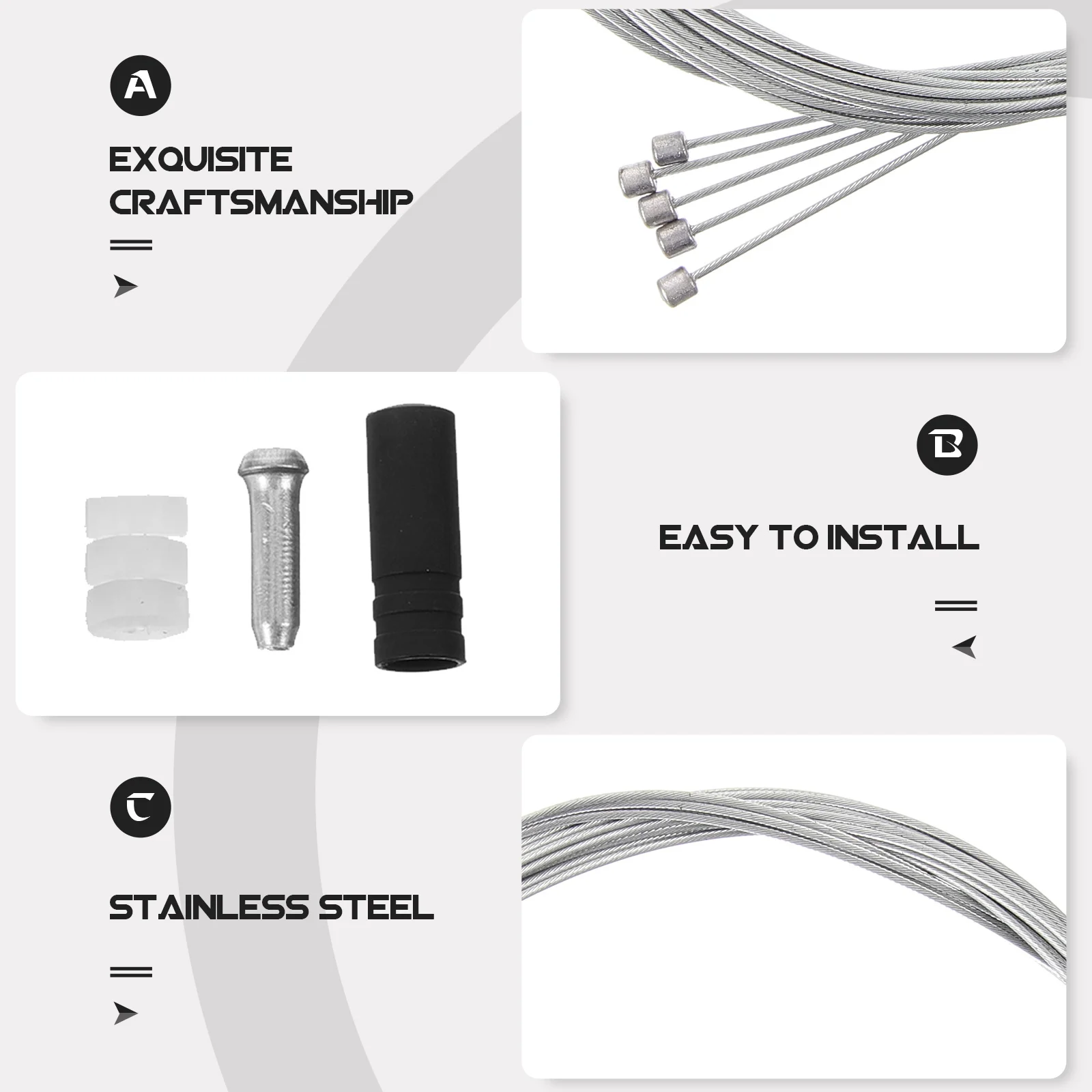 

4Pcs Bicycle Brake Cable Lightweight Durable Replacement Cycling Brake Lines for Mountain Road Folding Bikes Brakes for Bikes