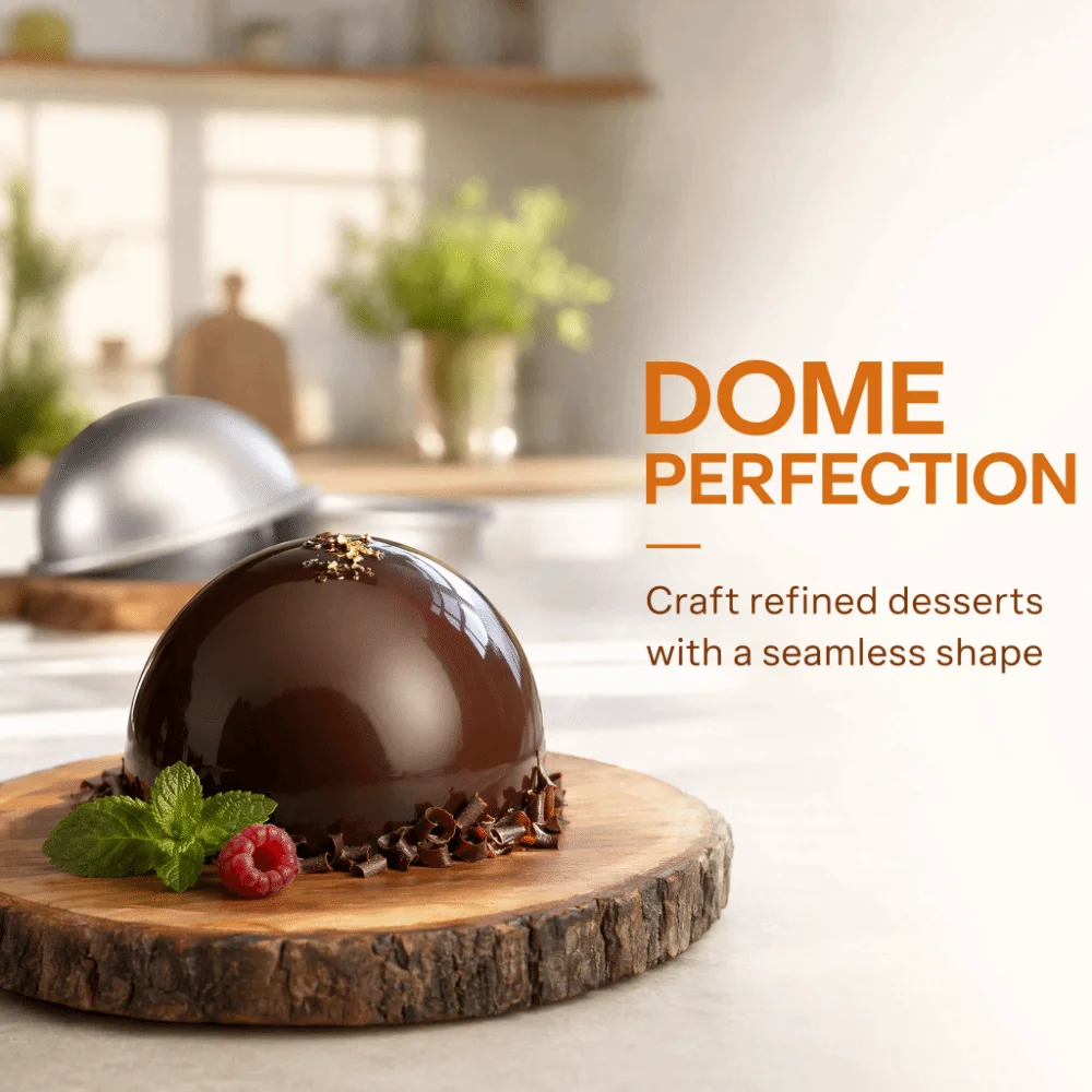 Aluminum Dome Cake Pan Shallow Half Sphere Non-Stick Semicircle Cake Pan Open Hemispherical Bowl Cavity Rolled Rim Edge
