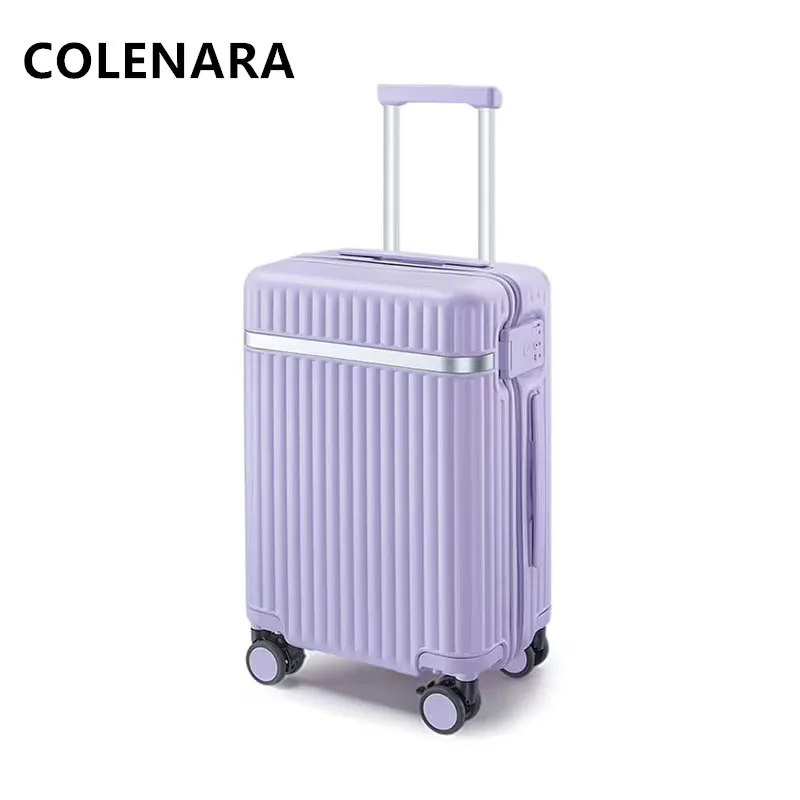 Colenara ชุดกระเป๋าเดินทางสำหรับผู้หญิง, กระเป๋าเดินทางกระเป๋าเดินทางขนาด20 "24นิ้วกล่องขึ้นเครื่องเคสแบบมีล้อลากโครงสร้างอะลูมิเนียม PC