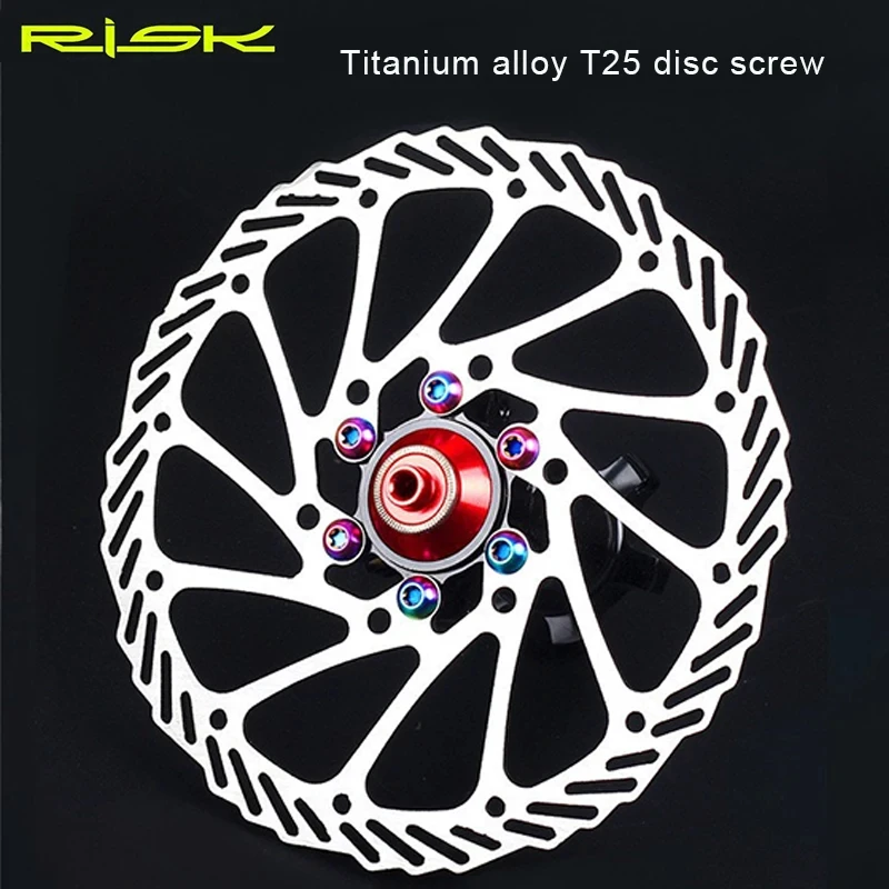 RISK 12pcs M5X10mm Bicycle Disc Brake Rotor Bolt Road MTB Bike T25 TC4 Titanium Torx Rotor Fixing Brake Screw Ultralight Bolts