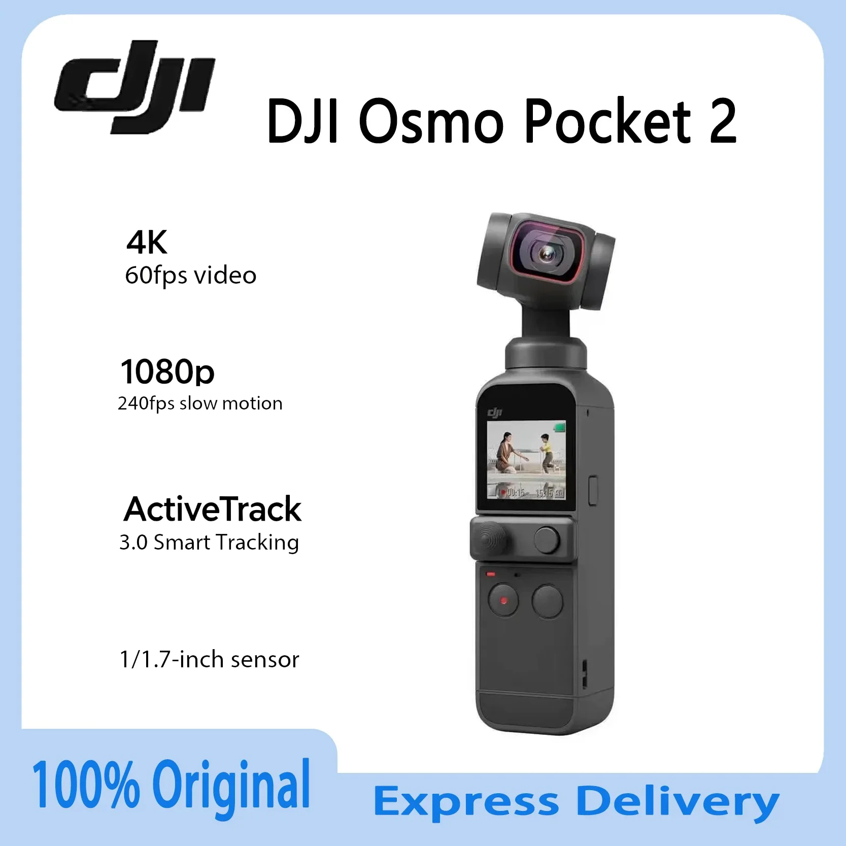

Original DJI Pocket 2 3 Axis Gimbal Stabilizer 4K Camera Auto Focus Face Tracking 64MP Photo Live Streaming Camcorder