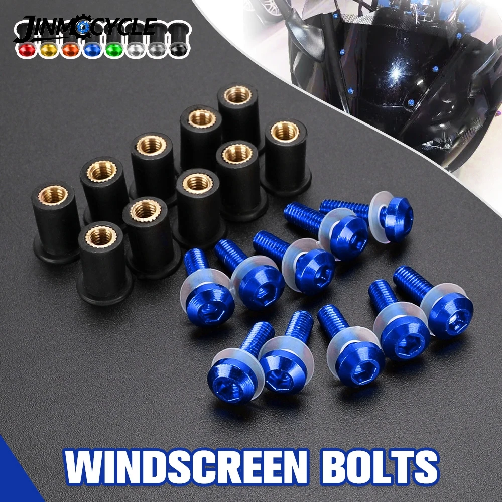 

10 Pieces 5MM Windshield Bolt Windscreen Mounting Screw Kit FOR YAMAHA YZF 600R Thunder cat YZF600R thundercat 1994 -2005