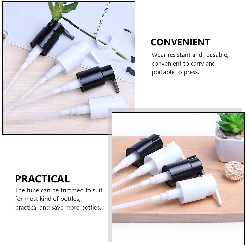 

8pcs Lotion Soap Dispenser Pumps 24mm White Black Large Heads Long Nozzle Clamp Switch Reusable Plastic Bottle Accessories