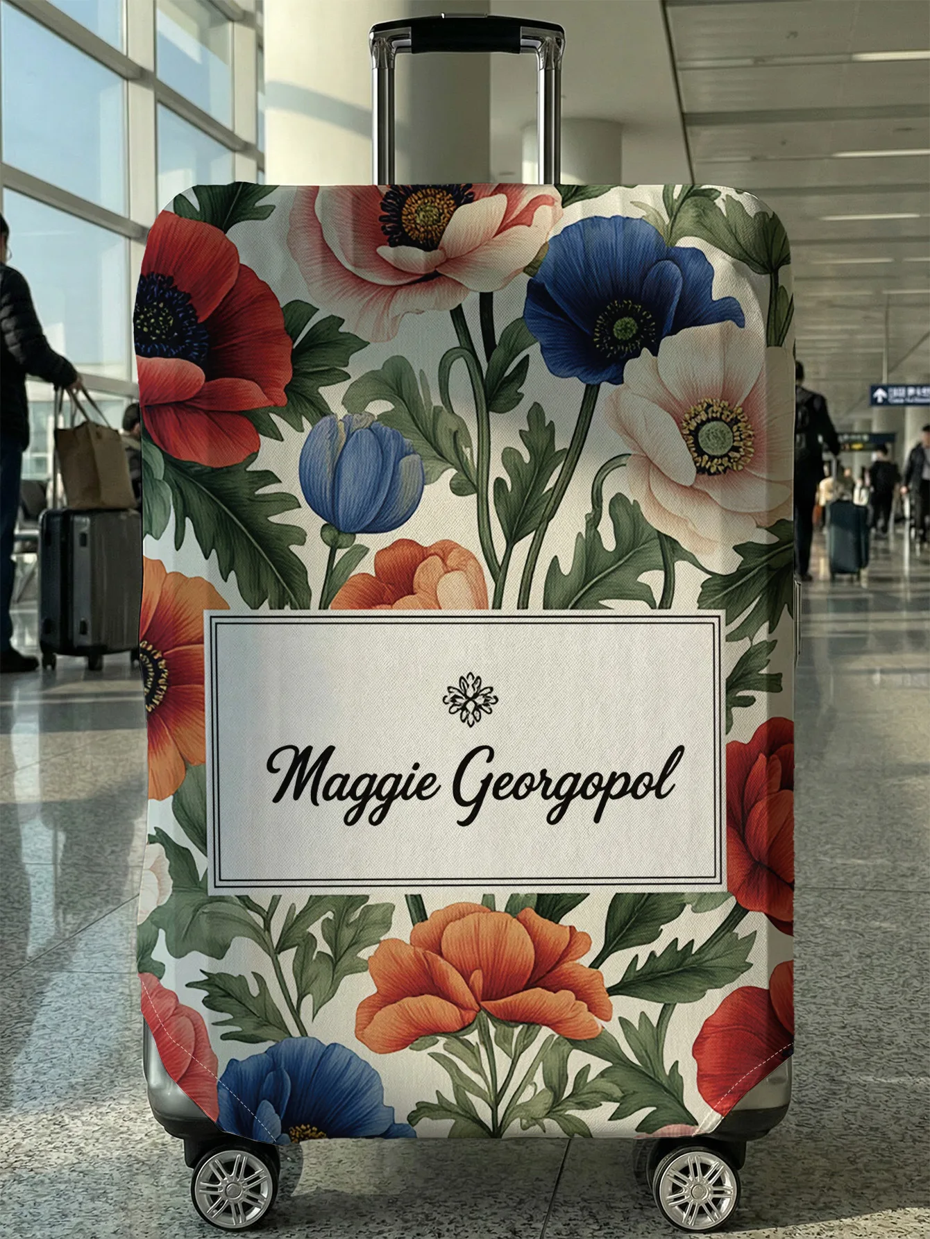 

White background floral luggage protection cover, suitable for 18-32 inch luggage covers, luggage handle gloves, travel accessor