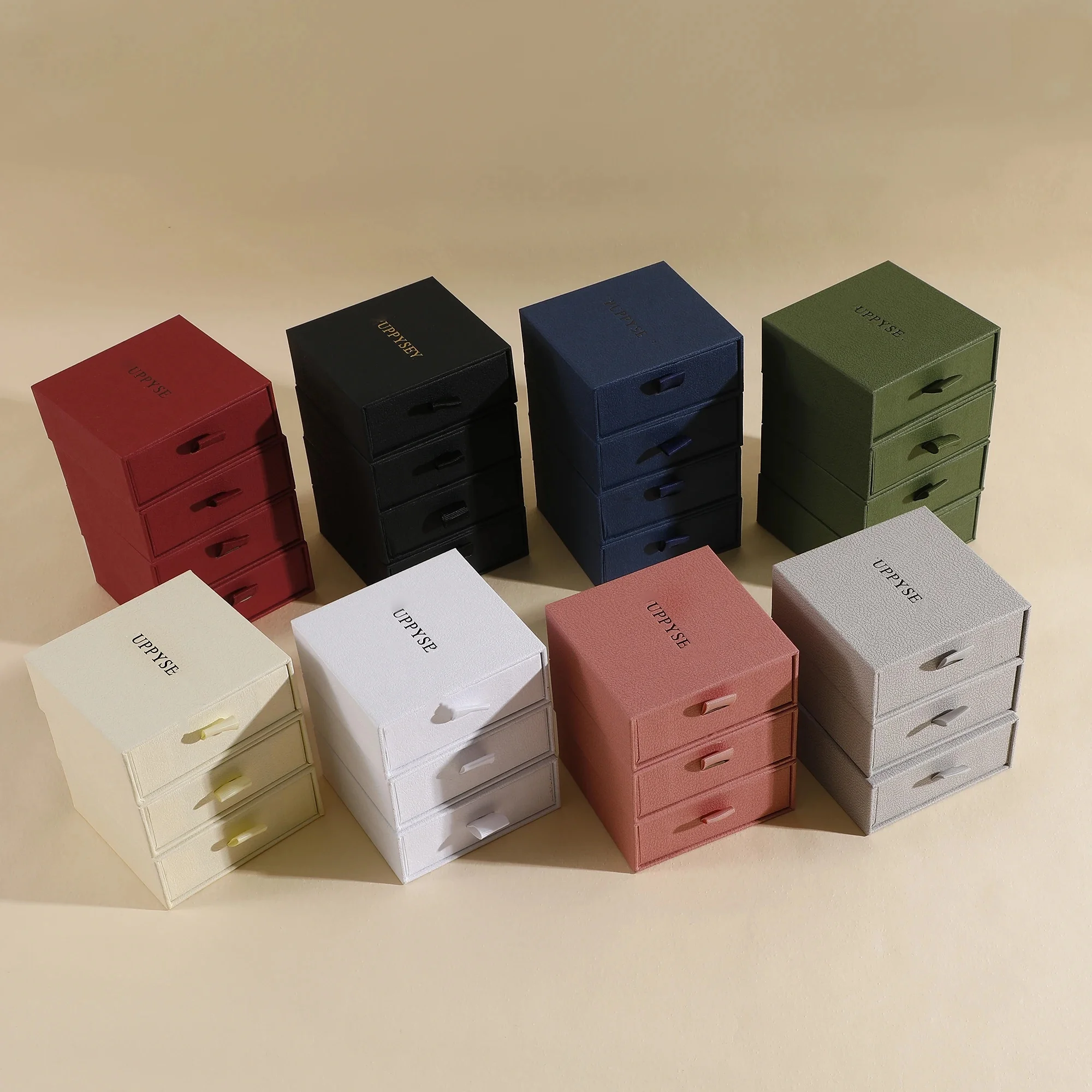 9*9*3.5cm paper box necklace ring box with sponge drawer box customized personalized logo exquisite jewelry packaging