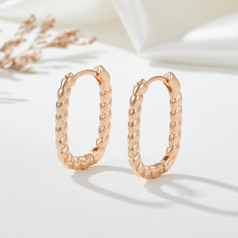 SYOUJYO Glossy Wavy Long Earrings For Women 585 Gold Color Easy Matching Jewelry Gift