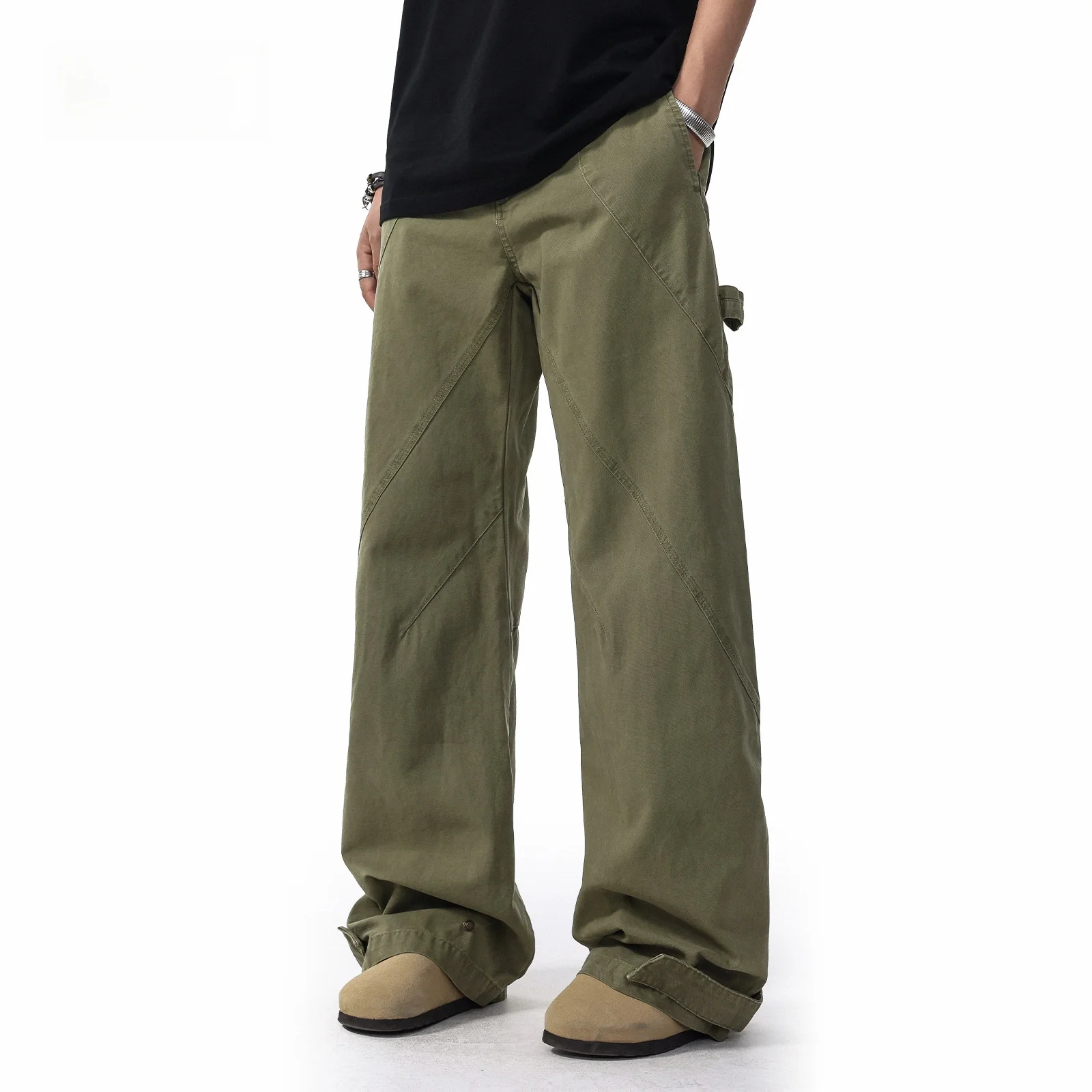 

Trendy American Retro Outdoor Straight Leg Wide Leg Pants Loose Casual Long Trousers Unisex Summer High Pure Color Loose Fit