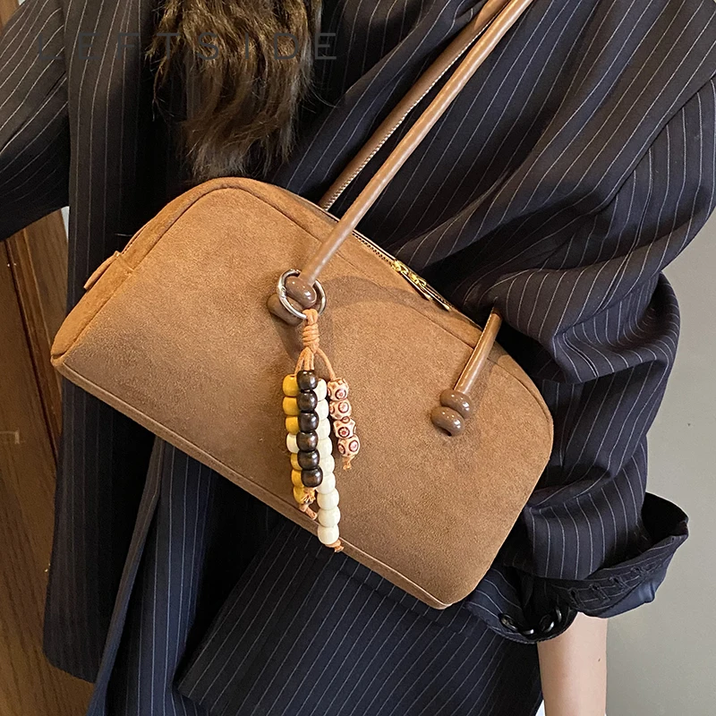 

LEFTSIDE Women PU Suede Shoulder Bag 2025 Winter Retro Soft Tote Bag Luxury Designer Trend Female Small Handbags and Purses