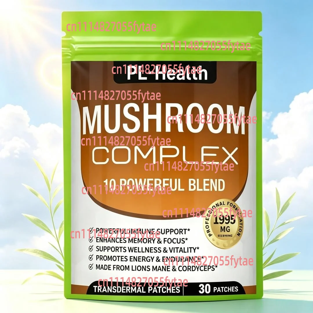 30 Patches Mushroom Blend Transdermal Patches with Lions Mane Cordyceps Reishi Chaga Support Immune System, Memory, Focus