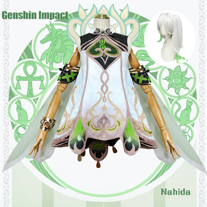 

Genshin Impact Nahida Cosplay Costume Adult Carnival Uniform Wig Anime Halloween Costumes Women Game Lesser Lord Kusanali