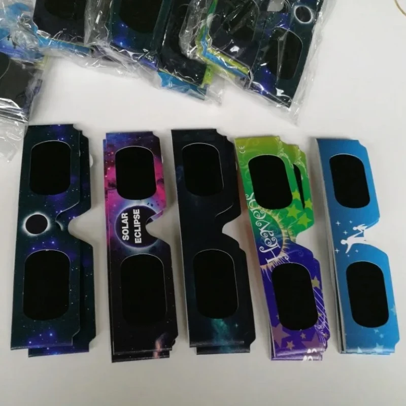 5Pcs Premium Eclipse Glasses AAS Approved Solar Eyeglasses CE and ISO Certified HD Filter Film Crisp Image Goggles Paper Eyewear