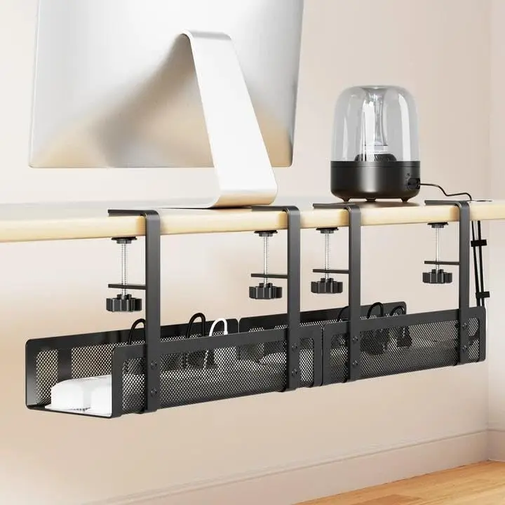 

Улучшенный комплект из 2-х кабель-каналов для установки под столом, без сверления, с открытыми слотами, органайзер для проводов, для столешниц толщиной до 3 дюймов - черный